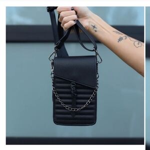Rad Rev Black Phone Bag, Crossbody Bag with removable card holder